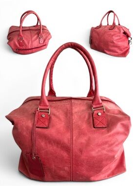 Picard Germany Leather Weekender Large Travel Bag in Soft Red